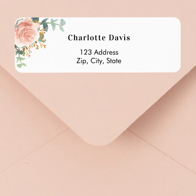 Rose gold floral eucalyptus return address label | Zazzle