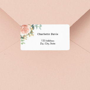 Rose gold floral eucalyptus return address  label