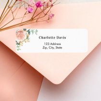 Rose gold floral eucalyptus return address  label