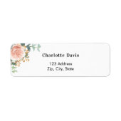 Rose gold floral eucalyptus return address  label (Front)