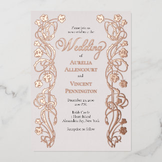 Rose Gold Floral Fairytale Wedding Foil Invitation