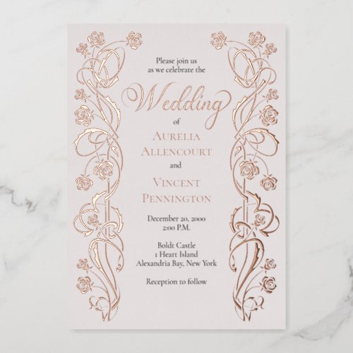 Rose Gold Floral Fairytale Wedding Foil Invitation