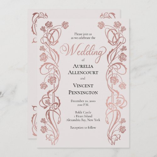 Rose Gold Floral Fairytale Wedding Invitation