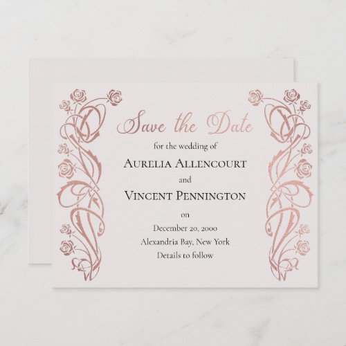 Rose Gold Floral Fairytale Wedding Save The Date