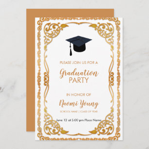 Rose Gold Floral Frame Invitation