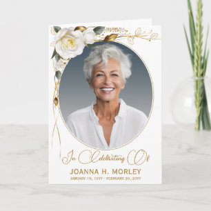 Rose & Gold Floral Funeral Program