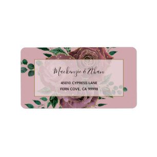 Rose Gold Floral Glam Wedding RSVP Return Address Label
