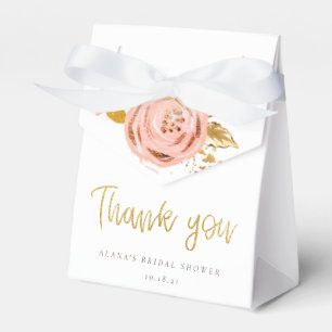Rose Gold Floral Glitter Bridal Shower Favor Boxes