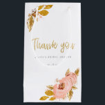Rose Gold Floral Glitter Bridal Shower Thank you Small Gift Bag<br><div class="desc">Lush rose flowers with gold glitter leaves and flowers make this bridal shower gift bag stand out. Girly style of this thank you favor bag will be adored by most of the brides-to-be. Bridal shower label can be easily personalized by adding your names and details. Matching products available in my...</div>