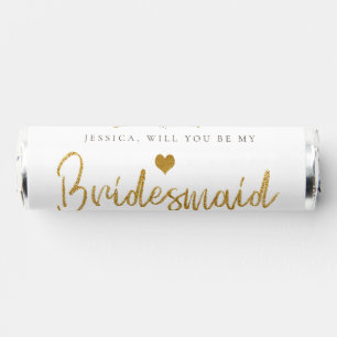 Rose Gold Floral Glitter Will You Be My Bridesmaid Breath Savers® Mints
