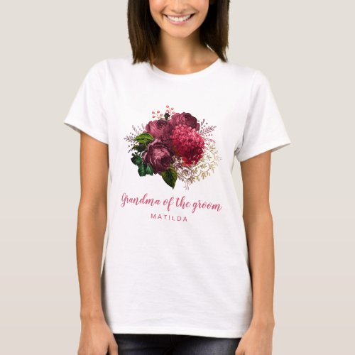 Rose gold floral grandma mother of the groom T_Shirt