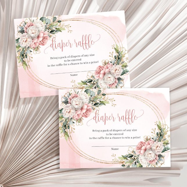 Rose Gold Floral Greenery Girl Baby Raffle Ticket Enclosure Card (Rose Gold Floral Greenery Girl Baby Raffle Ticket)