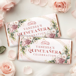 Rose Gold Floral Greenery Mis Quince Candy Bar Wra