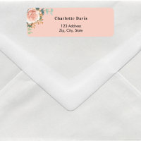 Rose gold floral greenery peach return address 