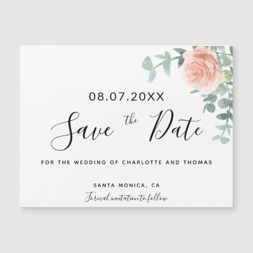 Rose gold floral greenery wedding save the date