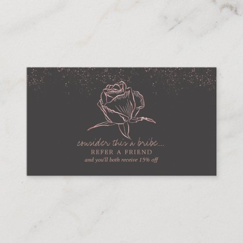 Rose Gold Floral Logo Referral Card