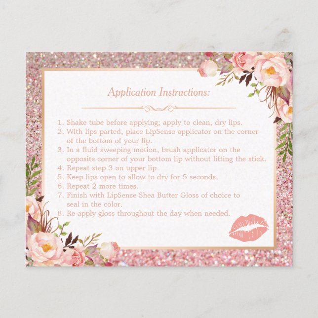 Rose Gold Floral Makeup Lips Instruction Tips Flyer (Front)