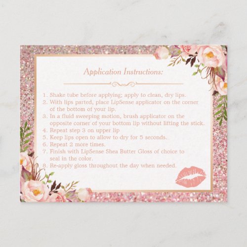 Rose Gold Floral Makeup Lips Instruction Tips Postcard