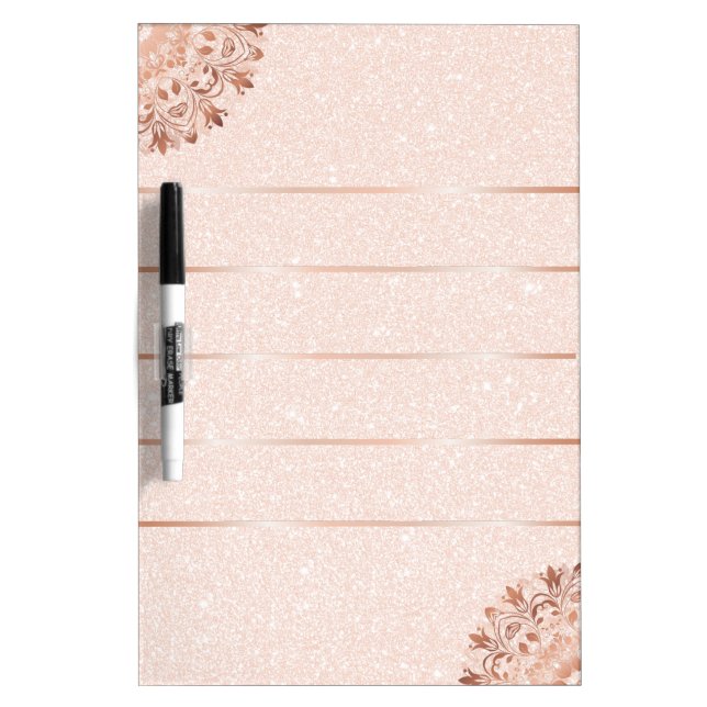 Rose Gold Floral Mandala And Lines Dry Erase Board (Front)