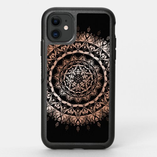 Rose Gold Floral Mandala Black OtterBox Symmetry iPhone 11 Case