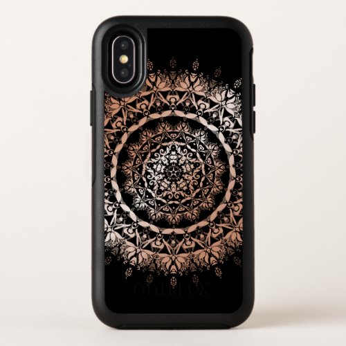 Rose Gold Floral Mandala Black OtterBox Symmetry iPhone XS Case