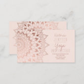 Rose gold floral mandala blush yoga instructor business card (Front/Back)