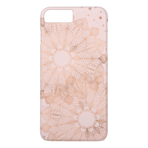 Rose Gold Floral Mandala Fine Faux Foil on Pink iPhone 8 Plus7 Plus Case