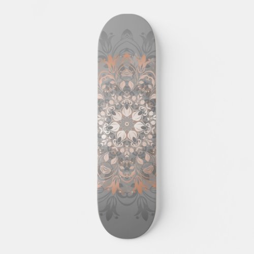 Rose Gold Floral Mandala Girly Skateboard Deck