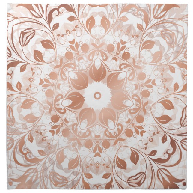 Rose Gold Floral Mandala Napkin (Front)