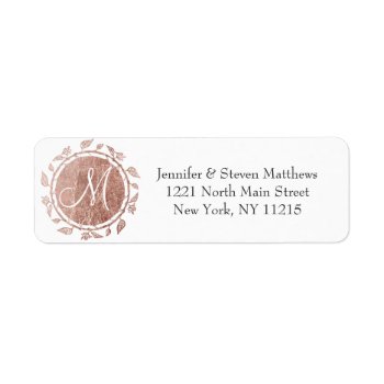 Rose Gold Floral Monogram Initials And Name Labels by SimpleMonograms at Zazzle