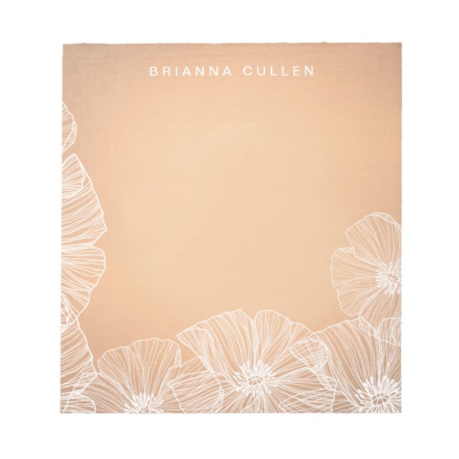 Rose Gold Floral Name Notepad (Front)