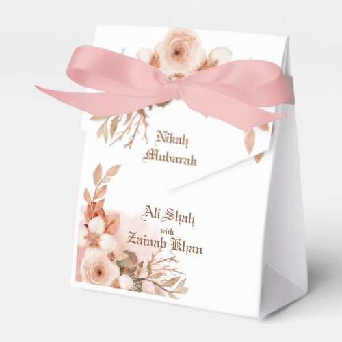 Rose gold Floral Nikah Mubarak Favor Box