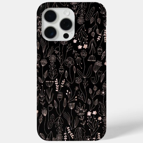 Rose Gold Floral Pattern iPhone 15 Pro Max Case