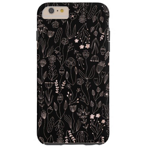 Rose Gold Floral Pattern Tough iPhone 6 Plus Case