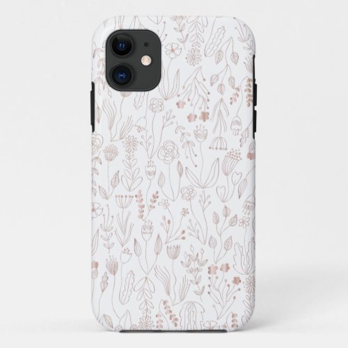 Rose Gold Floral Pattern iPhone 11 Case