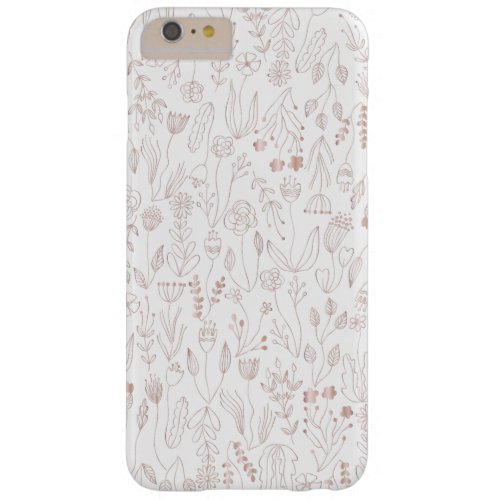 Rose Gold Floral Pattern Barely There iPhone 6 Plus Case