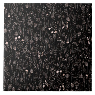 Rose Gold Floral Pattern Ceramic Tile