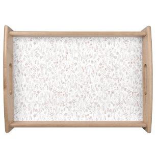 Rose Gold Floral Pattern Serving Tray