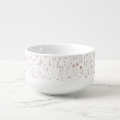 Rose Gold Floral Pattern Soup Mug