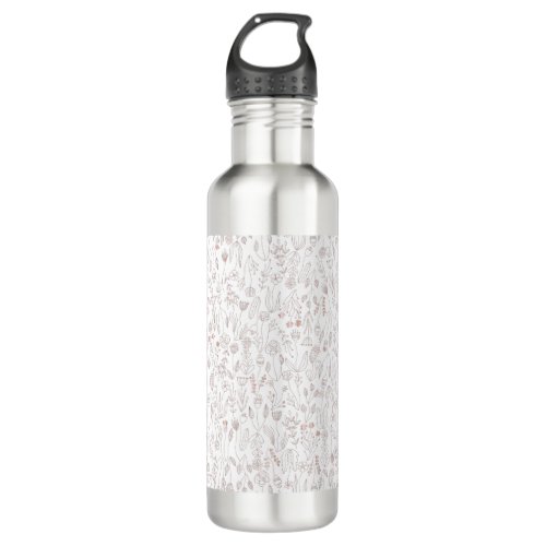 Rose Gold Floral Pattern Stainless Steel Water Bottle