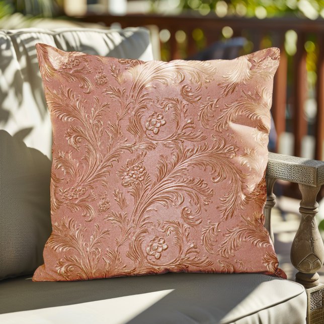 Rose-Gold Floral pattern Throw Pillow (Creator Uploaded)