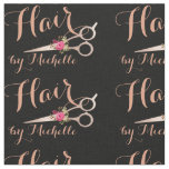 Rose Gold floral Scissors Hairstylist Hair Salon Fabric