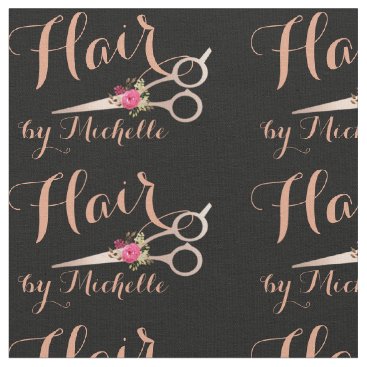 Rose Gold floral Scissors Hairstylist Hair Salon Fabric