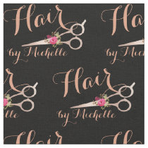 Rose Gold floral Scissors Hairstylist Hair Salon Fabric