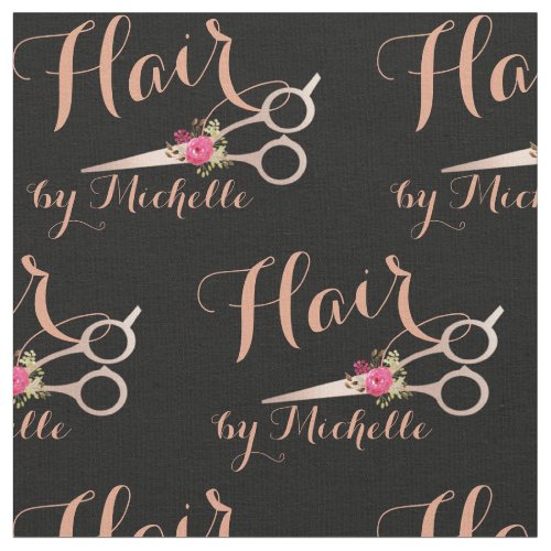 Rose Gold floral Scissors Hairstylist Hair Salon Fabric