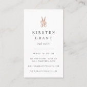 Rose Gold Floral Scissors Logo Hairstylist Business Card (Back)