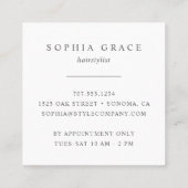 Rose Gold Floral Scissors Logo Hairstylist Square Business Card (Back)