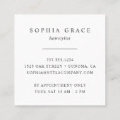 Rose Gold Floral Scissors Logo Hairstylist Square Business Card (Back)