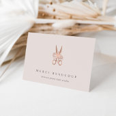 Rose Gold Floral Scissors Logo Note Cards