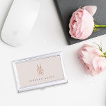Rose Gold Floral Scissors Personalized Hairstylist Business Card Case<br><div class="desc">Elegant business card holder for hairstylists or salon owners features your name and/or business name in classic gray lettering on a blush pink background adorned with a pair of floral-embellished scissors in faux rose gold foil.</div>